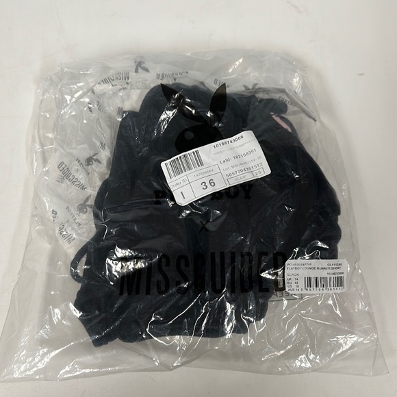 NWT Playboy x Misguided Lounge Runner Shorts in Black/Pink - Picture 4 of 4